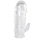 Прозрачная гелевая насадка с шипами и клиторальным отростком - 13 см. - Toyfa Basic - в Нальчике купить с доставкой
