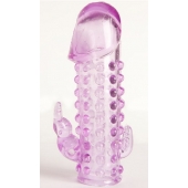 Закрытая фиолетовая насадка с 2 отростками - 13 см. - Toyfa Basic - в Нальчике купить с доставкой