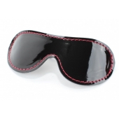 Чёрная перфорированная маска из кожи с красной строчкой - БДСМ Арсенал - купить с доставкой в Нальчике