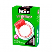 Розовое эрекционное виброкольцо Luxe VIBRO  Поцелуй стриптизёрши  + презерватив - Luxe - в Нальчике купить с доставкой