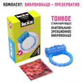 Голубое эрекционное виброкольцо Luxe VIBRO  Райская птица  + презерватив - Luxe - в Нальчике купить с доставкой