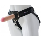 Черный пояс-трусики с насадкой  Гламур Dana  - 15,5 см. - LOVETOY (А-Полимер) - купить с доставкой в Нальчике