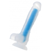 Прозрачно-синий фаллоимитатор, светящийся в темноте, Bruce Glow - 22 см. - ToyFa купить с доставкой в интернет-магазине Orgasmix в Нальчике Прозрачно-синий фаллоимитатор, светящийся в темноте, Bruce Glow - 22 см. - ToyFa