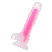 Прозрачно-розовый фаллоимитатор, светящийся в темноте, Clark Glow - 22 см. - ToyFa купить с доставкой в интернет-магазине Orgasmix в Нальчике Прозрачно-розовый фаллоимитатор, светящийся в темноте, Clark Glow - 22 см. - ToyFa