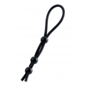 Черное лассо на пенис с тремя бусинами - A-toys - в Нальчике купить с доставкой