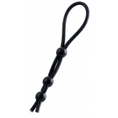 Черное лассо на пенис с тремя бусинами - A-toys - в Нальчике купить с доставкой