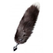 Серебристая металлическая анальная втулка с хвостом чернобурой лисы - размер S - ToyFa - купить с доставкой в Нальчике