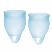 Набор голубых менструальных чаш Feel confident Menstrual Cup - Satisfyer - купить с доставкой в Нальчике