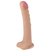 Телесный ребристый фаллоимитатор-супергигант с мошонкой на присоске - 39 см. - LOVETOY (А-Полимер) купить с доставкой в интернет-магазине Orgasmix в Нальчике Телесный ребристый фаллоимитатор-супергигант с мошонкой на присоске - 39 см. - LOVETOY (А-Полимер)