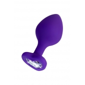 Фиолетовая анальная втулка Diamond Heart с прозрачным кристаллом - 8 см. - ToyFa - купить с доставкой в Нальчике Фиолетовая анальная втулка Diamond Heart с прозрачным кристаллом - 8 см. - ToyFa - купить с доставкой в Нальчике