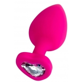 Розовая анальная втулка Diamond Heart с прозрачным кристаллом - 9,5 см. - ToyFa - купить с доставкой в Нальчике Розовая анальная втулка Diamond Heart с прозрачным кристаллом - 9,5 см. - ToyFa - купить с доставкой в Нальчике