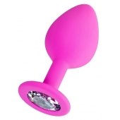 Розовая анальная втулка Brilliant с прозрачным кристаллом - 8 см. - ToyFa - купить с доставкой в Нальчике Розовая анальная втулка Brilliant с прозрачным кристаллом - 8 см. - ToyFa - купить с доставкой в Нальчике