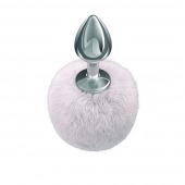 Серебристая анальная пробка с белым пушистым хвостиком Twinkle - Lola Games - купить с доставкой в Нальчике