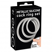 Набор из 3 эрекционных колец под металл Metallic Silicone Cock Ring Set - Orion - в Нальчике купить с доставкой