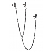 Черные зажимы на соски и клитор на цепочке DELUXE NIPPLE   CLIT CLAMPS - Dream Toys - купить с доставкой в Нальчике