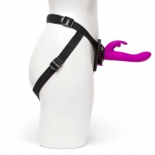 Лиловый страпон Rechargeable Vibrating Strap-On Harness Set - 17,6 см. - Happy Rabbit - купить с доставкой в Нальчике