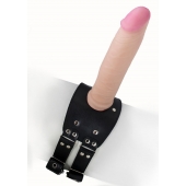 Черный узкий пояс на бедро с телесной насадкой - LOVETOY (А-Полимер) - купить с доставкой в Нальчике