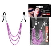 Оригинальные зажимы на соски с тройной розовой цепочкой - Notabu - купить с доставкой в Нальчике