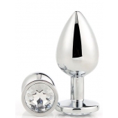 Серебристая анальная втулка с прозрачным кристаллом - 7,1 см. - Dream Toys - купить с доставкой в Нальчике