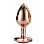 Золотистая анальная втулка с кристаллом-сердечком розового цвета - 7,1 см. - Dream Toys - купить с доставкой в Нальчике