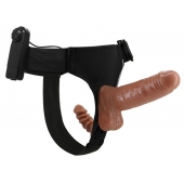 Страпон с вагинальной пробкой и вибрацией Ultra Passionate Harness - 16 см. - Baile - купить с доставкой в Нальчике