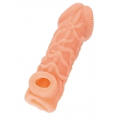 Телесная закрытая насадка с венками Cock Sleeve Size S - 13,8 см. - KOKOS - в Нальчике купить с доставкой Телесная закрытая насадка с венками Cock Sleeve Size S - 13,8 см. - KOKOS - в Нальчике купить с доставкой