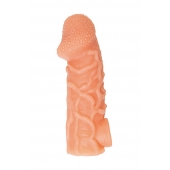 Телесная закрытая насадка с венками Cock Sleeve Size M - 15,6 см. - KOKOS - в Нальчике купить с доставкой