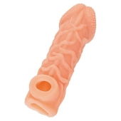 Телесная закрытая насадка с венками Cock Sleeve Size M - 15,6 см. - KOKOS - в Нальчике купить с доставкой
