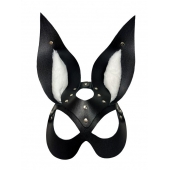 Черная маска зайки с белым мехом на ушках Miss Bunny - БДСМ Арсенал - купить с доставкой в Нальчике