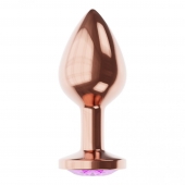 Пробка цвета розового золота с фиолетовым кристаллом Diamond Amethyst Shine S - 7,2 см. - Lola Games - купить с доставкой в Нальчике