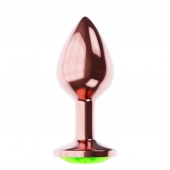 Пробка цвета розового золота с лаймовым кристаллом Diamond Emerald Shine S - 7,2 см. - Lola Games - купить с доставкой в Нальчике