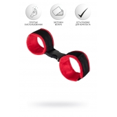 Красно-черные велюровые наручники Anonymo - ToyFa - купить с доставкой в Нальчике