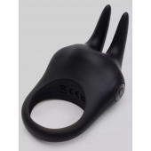 Черное эрекционное виброкольцо Sensation Rechargeable Vibrating Rabbit Love Ring - Fifty Shades of Grey - в Нальчике купить с доставкой