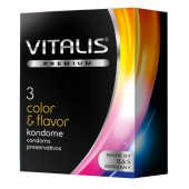 Цветные ароматизированные презервативы VITALIS PREMIUM color   flavor - 3 шт. - Vitalis - купить с доставкой в Нальчике