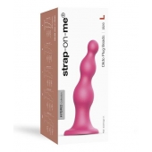 Розовая насадка Strap-On-Me Dildo Plug Beads size L - Strap-on-me - купить с доставкой в Нальчике
