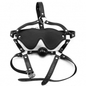 Черная маска-шоры с регулируемыми ремешками и кляпом-шариком - Notabu - купить с доставкой в Нальчике Черная маска-шоры с регулируемыми ремешками и кляпом-шариком - Notabu - купить с доставкой в Нальчике