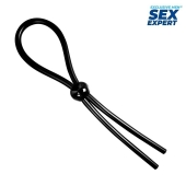 Черное силиконовое лассо с шариком для утяжки - Sex Expert - в Нальчике купить с доставкой
