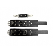 Черные кожаные наручники Sex Game - БДСМ Арсенал - купить с доставкой в Нальчике