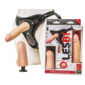 Телесный страпон Harness LESBI с вагинальной пробкой - 16,5 см. - LOVETOY (А-Полимер) - купить с доставкой в Нальчике