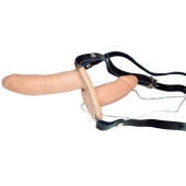Телесный женский страпон с вагинальной пробкой Strap-On Duo - 15 см. - Orion - купить с доставкой в Нальчике
