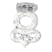 Прозрачное эрекционное кольцо с вибратором  и подхватом - Toyfa Basic - в Нальчике купить с доставкой