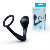 Черное эрекционное кольцо со стимулятором простаты Ringer Cock Ring   Plug - b-Vibe - в Нальчике купить с доставкой