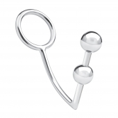 Кольцо на пенис с анальным стимулятором Two Bead Stainless Steel Anal Hook   Cock Ring - BlueLine - в Нальчике купить с доставкой
