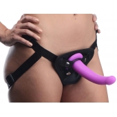 Лиловый поясной страпон Navigator Silicone G-Spot Dildo with Harness - 17,8 см. - XR Brands - купить с доставкой в Нальчике