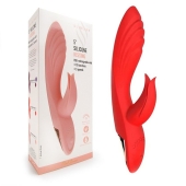 Красный вибратор-кролик 5’’ Silicone Kissing - 20,2 см. - Erokay