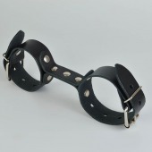 Черные кожаные наручники-фиксатор - Sitabella - купить с доставкой в Нальчике
