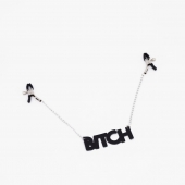 Зажимы на соски с кожаной подвеской Bitch - Crazy Handmade - купить с доставкой в Нальчике