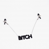 Зажимы на соски с кожаной подвеской Bitch - Crazy Handmade - купить с доставкой в Нальчике