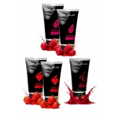 Набор из 5 съедобных лубрикантов JUJU (клубника х 2, малина х 2, вишня) - JuJu - купить с доставкой в Нальчике