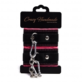 Черно-розовые скругленные наручники с мягкой подкладкой - Crazy Handmade - купить с доставкой в Нальчике Черно-розовые скругленные наручники с мягкой подкладкой - Crazy Handmade - купить с доставкой в Нальчике